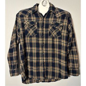 BTC Long Sleeve Men's XLT Tall Plaid Flannel Pearl Snap